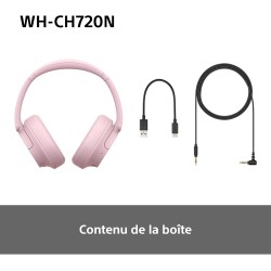 Sony wh-ch720n - casque bleutooth sans fil à réduction de bruit - micro intégré - jusqu'à 35 heures d'autonomie et charge rapide