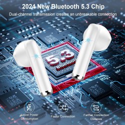 Ecouteurs bleutooth sans fil, oreillette bleutooth 5.3 ecouteurs avec 4 enc réduction mic, 50h récréation hi-fi son stéréo écout