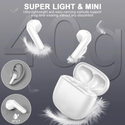 Ecouteurs bleutooth sans fil, oreillette bleutooth 5.3 ecouteurs avec 4 enc réduction mic, 50h récréation hi-fi son stéréo écout