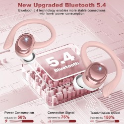 Ecouteurs bleutooth sans fil sport, 2025 écouteur bleutooth 5.4 avec 4 enc mic, 60+hrs ecouteurs sans fil hifi stéréo, ip7 étanc