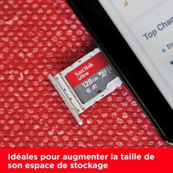 SanDisk 128 Go Ultra microSDXC, Carte micro sd + adaptateur SD (Pour Smartphone et Tablette, Video Full HDD, jusqu'à 140 Mo/s, U
