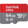 SanDisk 64 Go Ultra microSDXC UHS-I Carte + Adaptateur SD, avec jusqu'à 140 Mo/s, Classe 10, U1, homologuée A1