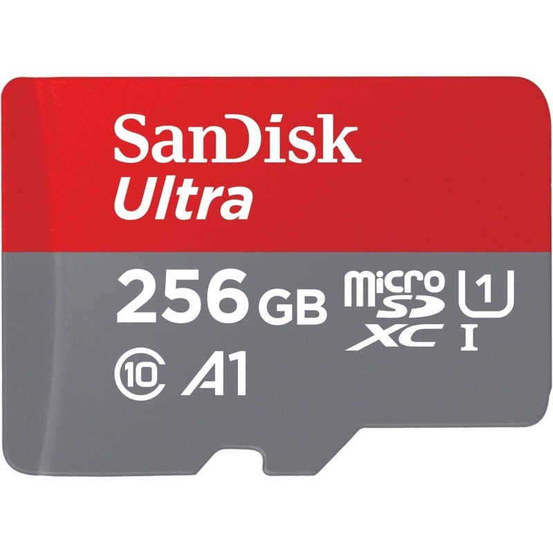 SanDisk Ultra microSDXC + adaptateur SD 256 Go (Pour Android Smartphone et Tablette, Video Full HDD, jusqu'à 150 Mo/s, UHS-I, La