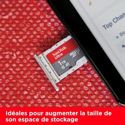 SanDisk 1To Ultra microSDXC, carte micro sd + adaptateur SD, UHS-I, jusqu'à 150 Mo/s, micro SD carte pour votre smartphone et Ta