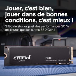 Crucial P310 SSD 4To PCIe Gen4 NVMe M.2 2280, Jusqu’à 7.100 Mo/s, Compatible avec Ordinateur Portable et de Bureau & Consoles de