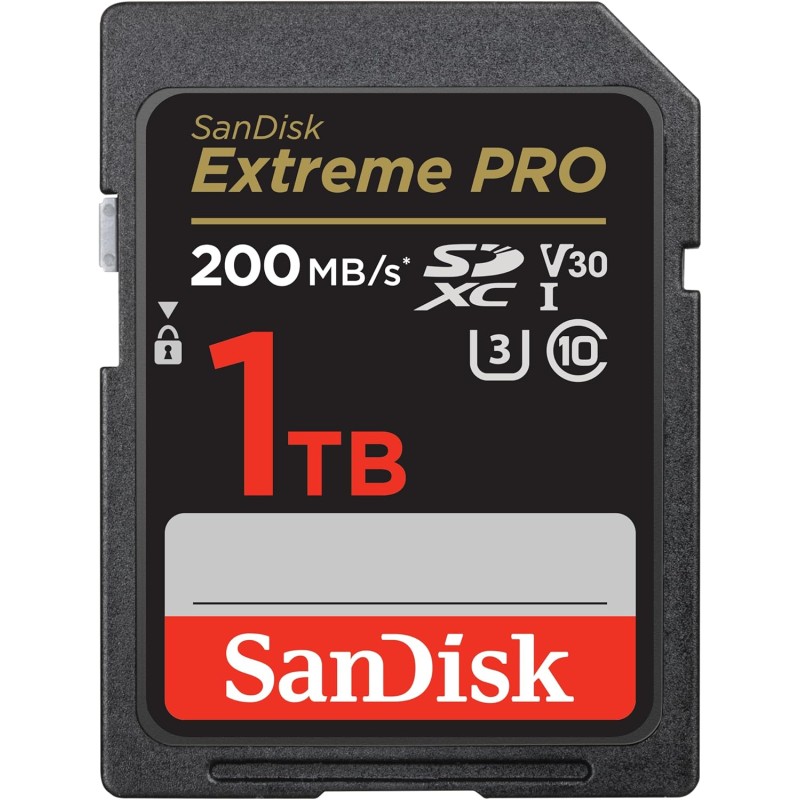 SanDisk Extreme PRO Carte SDXC 1 To (Carte SD V30, Vitesse de Transfert jusqu'à 200 Mo/s, UHS-I, 4K UHD Videos, RescuePRO Deluxe