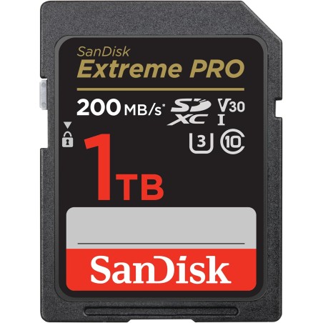 SanDisk Extreme PRO Carte SDXC 1 To (Carte SD V30, Vitesse de Transfert jusqu'à 200 Mo/s, UHS-I, 4K UHD Videos, RescuePRO Deluxe