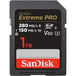 SanDisk Extreme PRO Carte SDXC 1 To (Carte SD V60, Vitesse de Lecture jusqu'à 280 Mo/s, UHS-II, 6K, 4K UHD, logiciel de récupéra