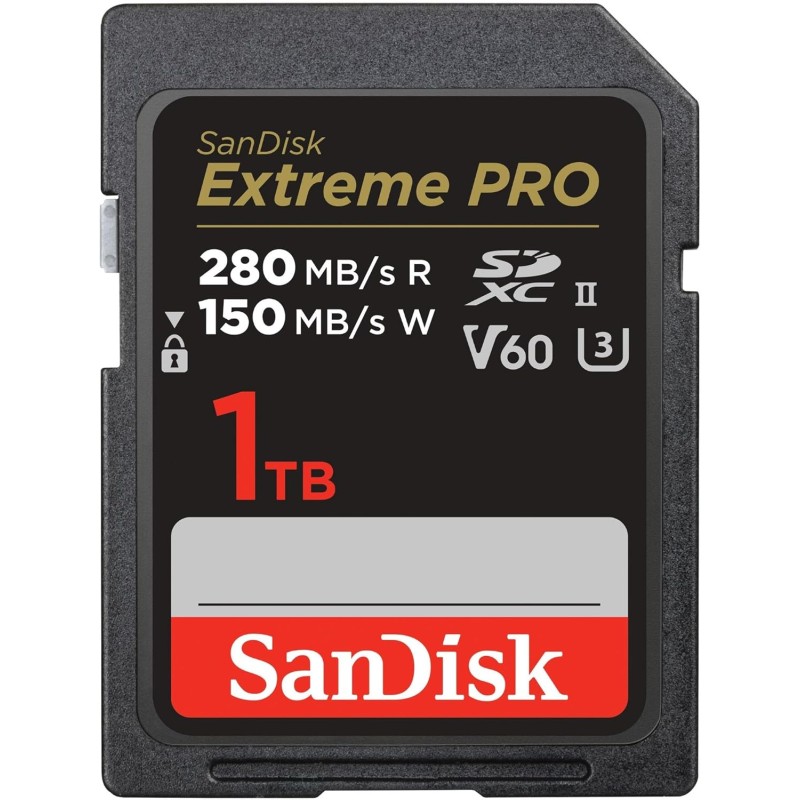 SanDisk Extreme PRO Carte SDXC 1 To (Carte SD V60, Vitesse de Lecture jusqu'à 280 Mo/s, UHS-II, 6K, 4K UHD, logiciel de récupéra