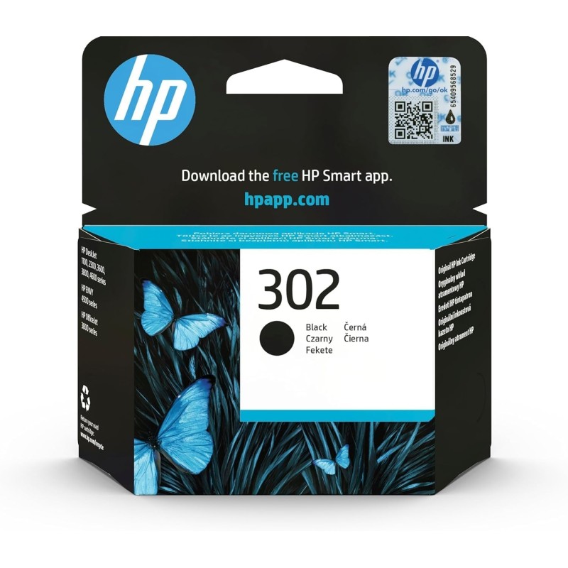 HP 302 Cartouche d'Encre Noire Authentique (F6U66AE) Standard
