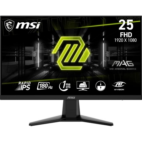 MSI MAG 256F Écran Gaming 24,5 Pouces FHD - Dalle Rapid IPS 1920 x 1080, 180 Hz / 1ms GtG, gamut sRGB 127%, Design sans Cadre, H
