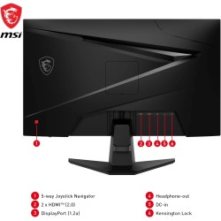 MSI MAG 256F Écran Gaming 24,5 Pouces FHD - Dalle Rapid IPS 1920 x 1080, 180 Hz / 1ms GtG, gamut sRGB 127%, Design sans Cadre, H