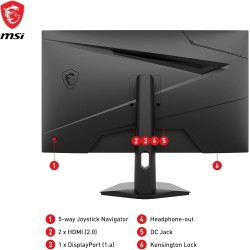 MSI G274F Écran PC Gaming 27 Full HD - Dalle Rapid IPS 1920x1080, 180Hz / 1ms, 16:9, G-Sync Compatible - HDMI 2.0, DisplayPort 1