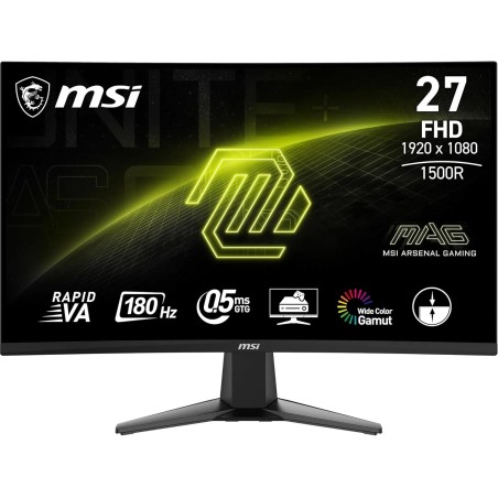 MSI MAG 27C6F écran Gaming incurvé FHD de 27" - Dalle Rapid VA 1920 x 1080 1500R, 180 Hz / 0,5ms (GtG, Min.), Adaptive-Sync - DP