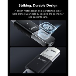 Lexar JumpDrive Fingerprint F35 Pro Clé USB 3.0 256 Go, jusqu'à 400 Mo/s en lecture/350 Mo/s en écriture, clé USB, 10 identifian
