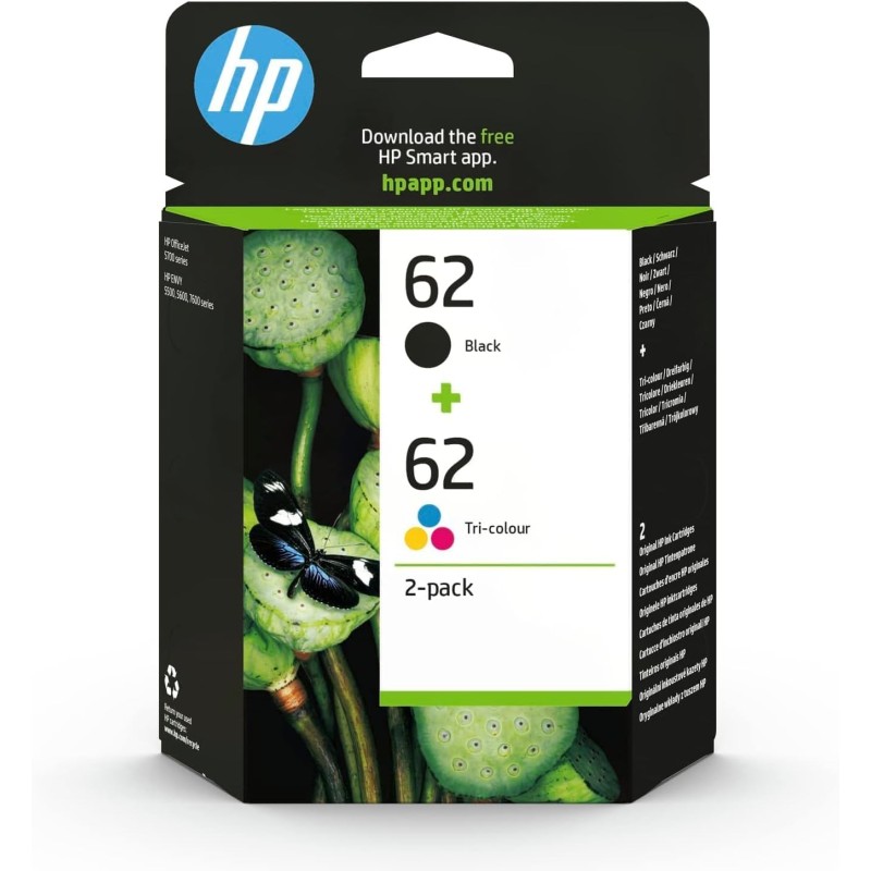 1x Jeu Original Cartouche D'Encre Pour HP Envy 5660 E Tout en Un HP 62 HP62 J3M80AE - Noir + Couleur