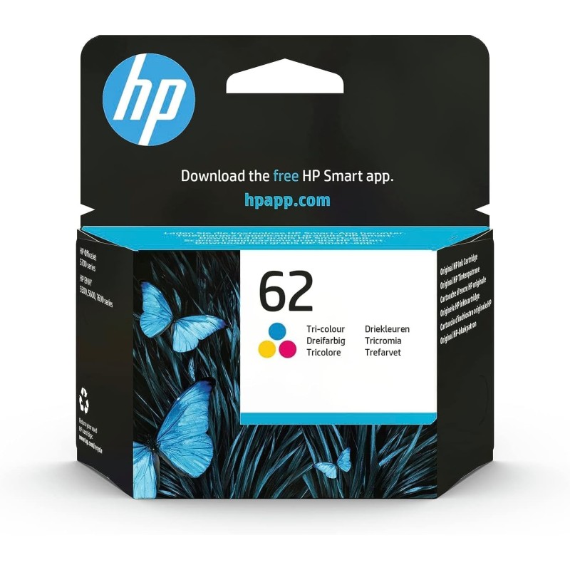 HP 62 Trois Couleurs (Cyan, Magenta, Jaune) Authentique (C2P06AE)