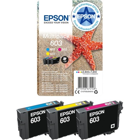 Epson Multipack 603 Etoile de Mer, Cartouches d'encre d'origine, 3 couleurs : Cyan, Magenta, Jaune, XP-2100 XP-2150 XP-3100 XP-3