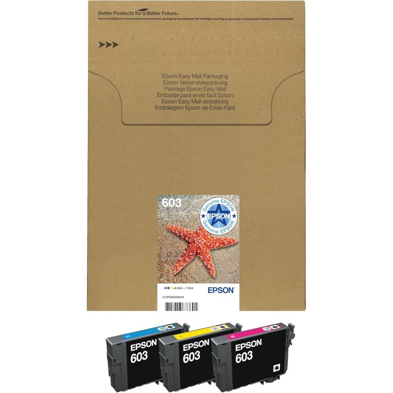 Epson EasyMail Multipack 603 Etoile de Mer, Cartouches d'encre d'origine, 3 couleurs: Cyan, Magenta, Jaune, Format boite aux let