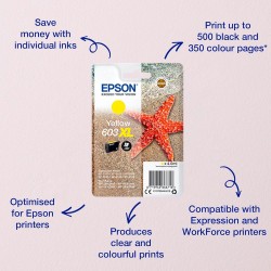 Epson 603XL Etoile de Mer Jaune, Cartouche d'encre d'origine XL Haute capacité, XP-2100 XP-2105 XP-2150 XP-2155 XP-3100 XP-3150 