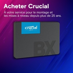 Crucial BX500 SATA SSD 2To, SSD 2.5" Interne, jusqu'à 540MB/s, Compatible avec Ordinateur Portable et de Bureau (PC), 3D NAND, A