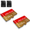 Lot de 2 Carte Mémoire 128 Go avec Adaptateur, Carte Mémoire TF Haute Vitesse, UHS-I, A1, C10, Carte TF pour Tablette/Téléphone/
