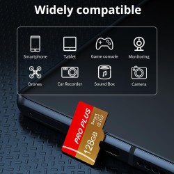 Lot de 2 Carte Mémoire 128 Go avec Adaptateur, Carte Mémoire TF Haute Vitesse, UHS-I, A1, C10, Carte TF pour Tablette/Téléphone/