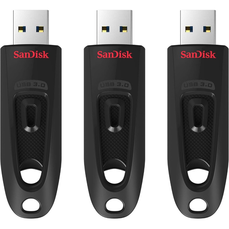 SanDisk Ultra 32 Go Clé USB avec USB 3.0 et jusqu'à 130 Mo/s en lecture - Lot de 3 unités