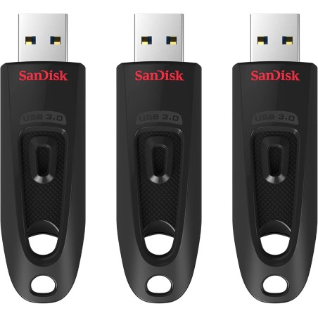 SanDisk Ultra 32 Go Clé USB avec USB 3.0 et jusqu'à 130 Mo/s en lecture - Lot de 3 unités