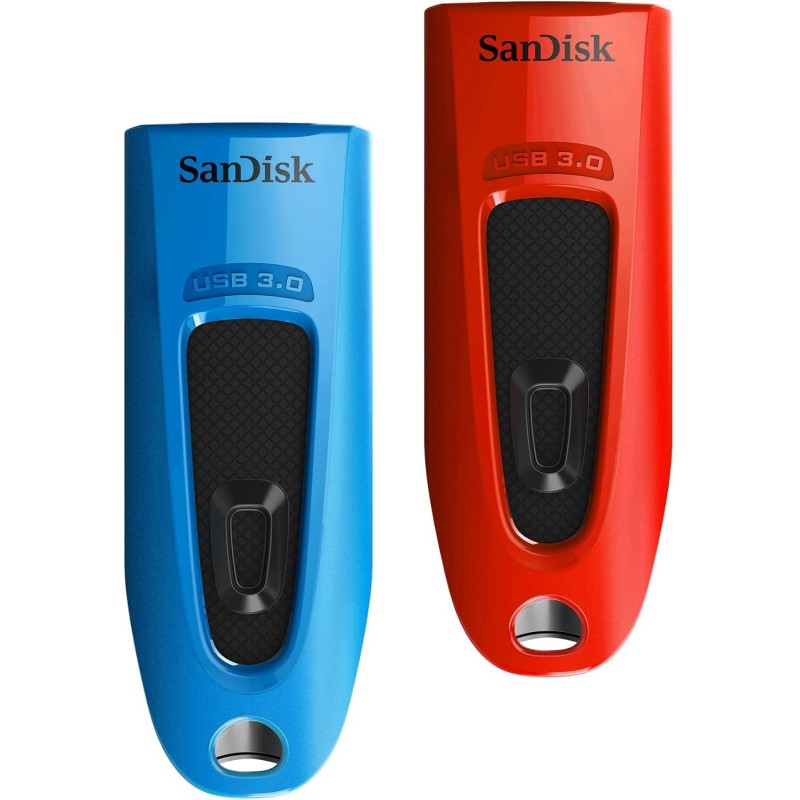 Sandisk ultra 32 gb usb flash drive usb 3.0 up to 130 mb/s read - twin pack, rouge/blue