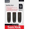 SanDisk 64 Go Ultra Clé USB 3.0 , jusqu'à 130 Mo/s, paquet de trois, Noir