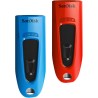 Sandisk ultra 64 gb usb flash drive usb 3.0 up to 130 mb/s read - twin pack, rouge/blue