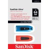 Sandisk ultra 64 gb usb flash drive usb 3.0 up to 130 mb/s read - twin pack, rouge/blue