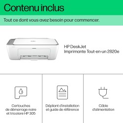 HP DeskJet 2820e, 588K9B, Imprimante tout en un, Jet d'encre, couleur, 3 mois d’Instant Ink inclus avec HP+, Photocopie, Scan, I