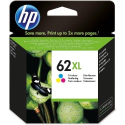 HP 62XL Cartouche d'Encre Trois Couleurs grande capacité Authentique (C2P07AE), Cyan/Magenta/Jaune