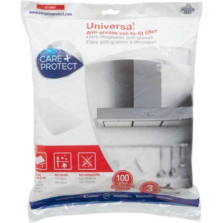 CARE+PROTECT Filtre pour Hotte - Universel - À Découper sur Mesure - Anti-Graisse - Anti-Odeur - Auto-Extinguible - Dimensions 4