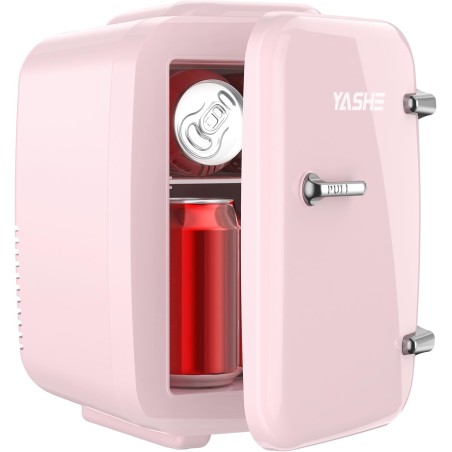 YASHE Mini Frigo de Chambre, 4 Litres Frigo Cosmetique, Petit Frigo Thermoélectrique CA/CC pour Boissons, Nourriture, Beauté, Bu