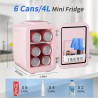 YASHE Mini Frigo de Chambre, 4 Litres Frigo Cosmetique, Petit Frigo Thermoélectrique CA/CC pour Boissons, Nourriture, Beauté, Bu