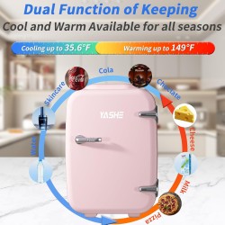 YASHE Mini Frigo de Chambre, 4 Litres Frigo Cosmetique, Petit Frigo Thermoélectrique CA/CC pour Boissons, Nourriture, Beauté, Bu
