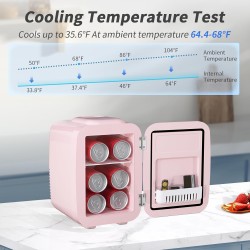 YASHE Mini Frigo de Chambre, 4 Litres Frigo Cosmetique, Petit Frigo Thermoélectrique CA/CC pour Boissons, Nourriture, Beauté, Bu