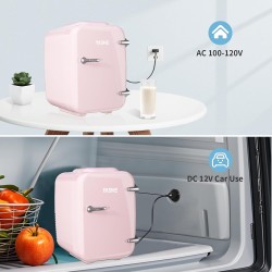 YASHE Mini Frigo de Chambre, 4 Litres Frigo Cosmetique, Petit Frigo Thermoélectrique CA/CC pour Boissons, Nourriture, Beauté, Bu