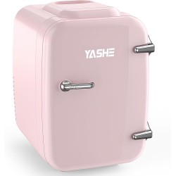 YASHE Mini Frigo de Chambre, 4 Litres Frigo Cosmetique, Petit Frigo Thermoélectrique CA/CC pour Boissons, Nourriture, Beauté, Bu