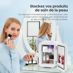 YASHE Mini Frigo de Chambre, 4 Litres/ 6 Canettes, Petit Frigo Thermoélectrique CA/CC pour Boissons, Nourriture, Beauté, Bureau,