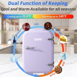 YASHE Mini réfrigérateur 4 litres pour cosmétiques, boissons, 220 V AC/12 V DC, thermoélectrique refroidissement et réchauffemen