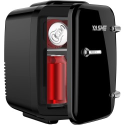 YASHE Mini Frigo de Chambre, 4 Litres/ 6 Canettes, Petit Frigo Thermoélectrique CA/CC pour Boissons, Nourriture, Beauté, Bureau,