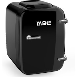YASHE Mini Frigo de Chambre, 4 Litres/ 6 Canettes, Petit Frigo Thermoélectrique CA/CC pour Boissons, Nourriture, Beauté, Bureau,