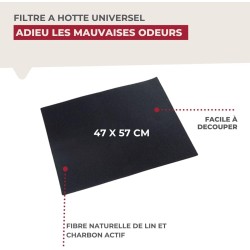 Fackelmann 08024 Filtre hotte, Filtre charbon hotte, Charbon actif, Polyester, Noir, 47 cm x 57 cm