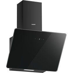 COMFEE' ANGJ64B-60 Hotte aspirante inclinée 60 cm en Verre Trempé, 3 Niveaux de Vitesse, Écran Tactile LED, Recycle interne ou É