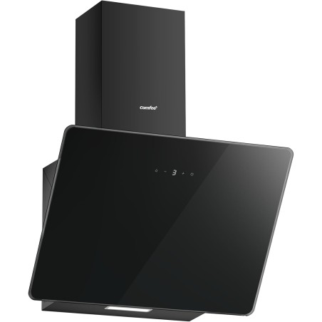 COMFEE' ANGJ64B-60 Hotte aspirante inclinée 60 cm en Verre Trempé, 3 Niveaux de Vitesse, Écran Tactile LED, Recycle interne ou É