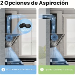 COMFEE' ANGJ64B-60 Hotte aspirante inclinée 60 cm en Verre Trempé, 3 Niveaux de Vitesse, Écran Tactile LED, Recycle interne ou É